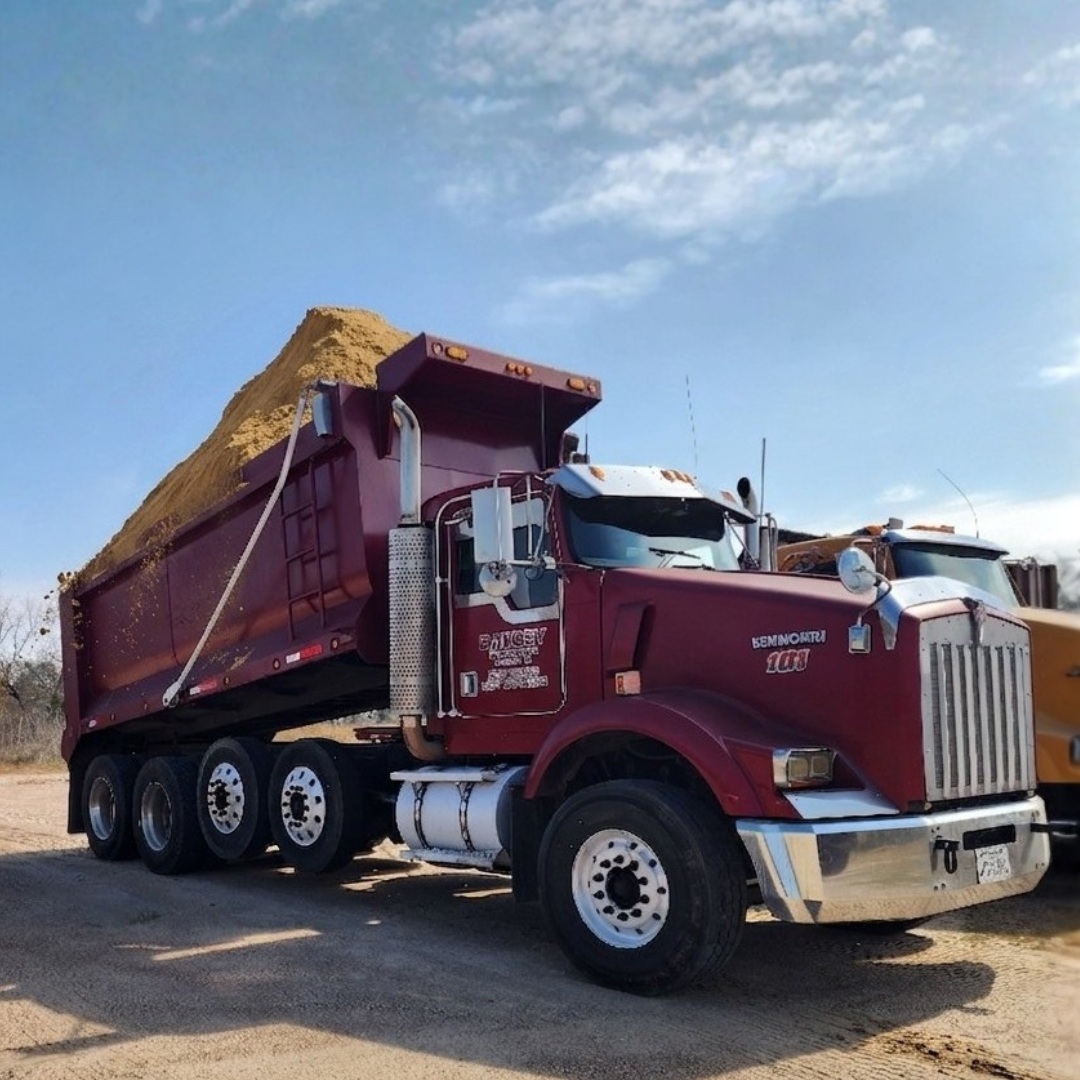Dump truck loaded with sand