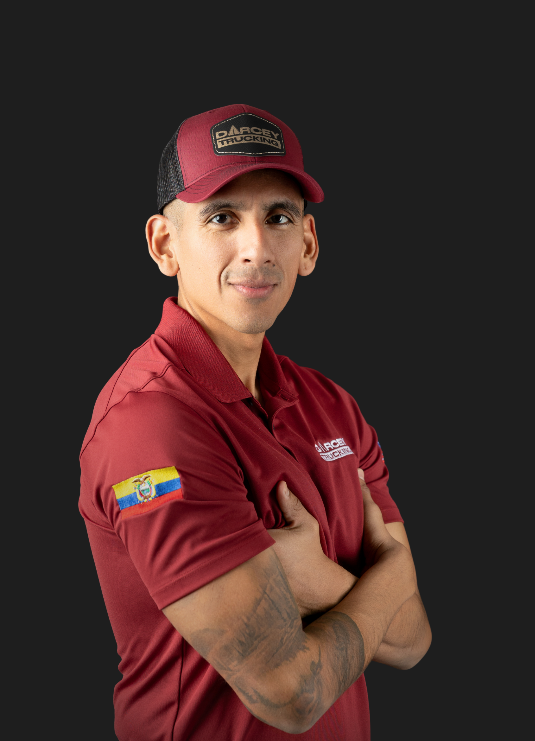 Man in red shirt with cap